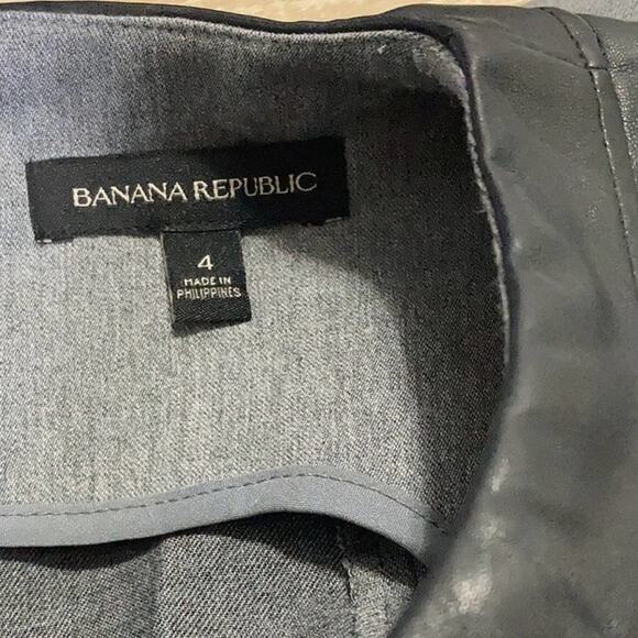 Banana Republic Grey Shift Dress Faux Leather Trim size US 4 - Picture 2 of 8